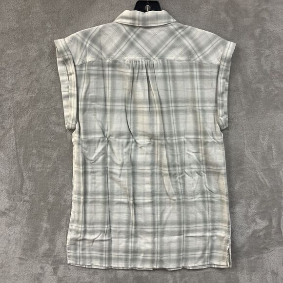 Untuckit Shirt Women’s 4 S Button Up White & Gray Plaid Tencel Muscle Top New - Picture 2 of 5